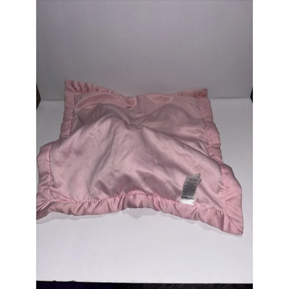 Carters Unicorn Lovey Plush White Pink Satin Trim & Back Security Blanket